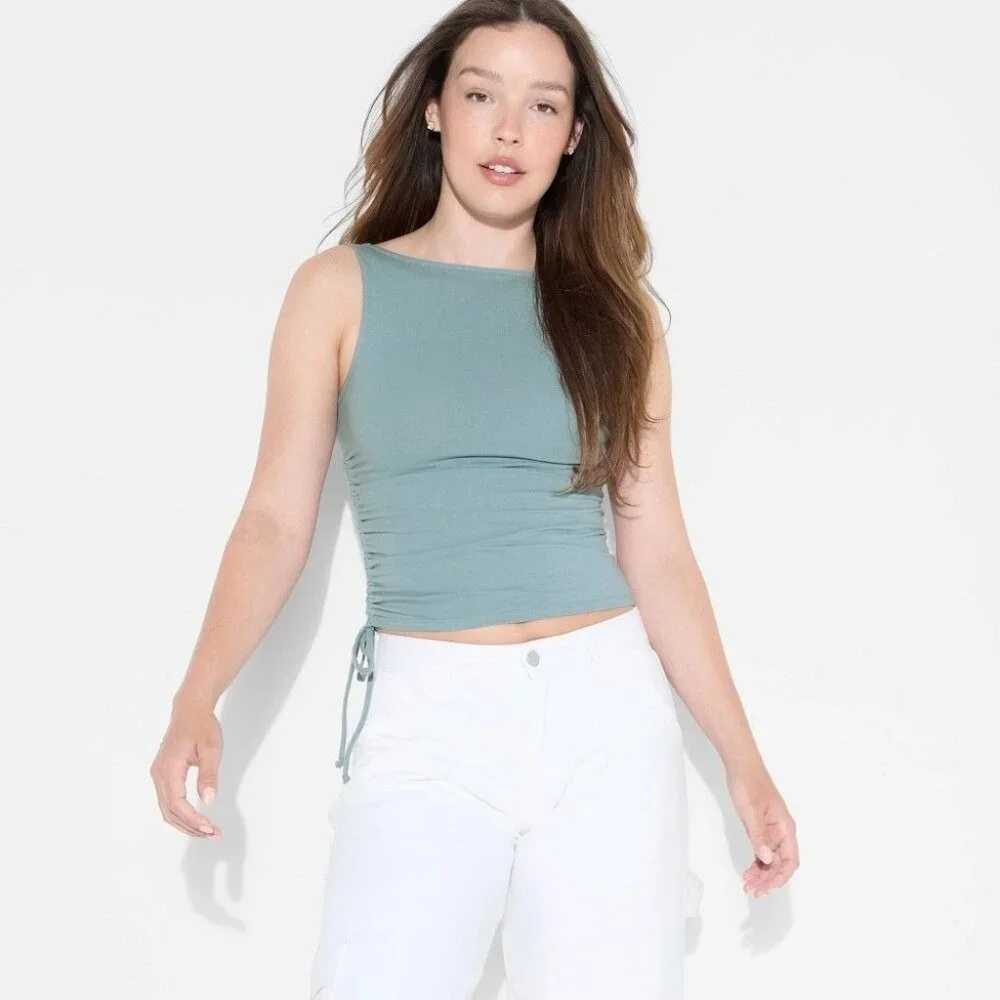 NEW Women's Side-Tie Tank Top - Wild Fable Gray XL MSRP $14 - Picture 1 of 3